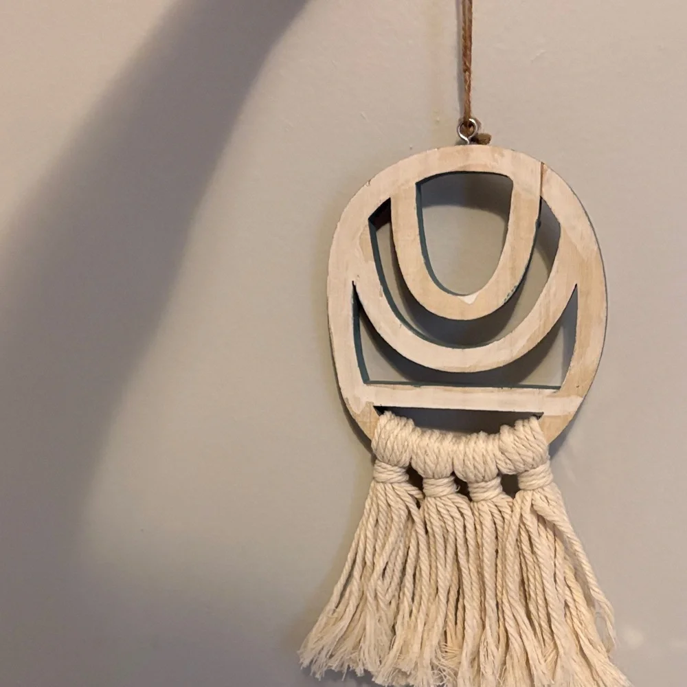 Hobby Lobby Cream Tassel Wall Hanging with Teal Accents lot of 7